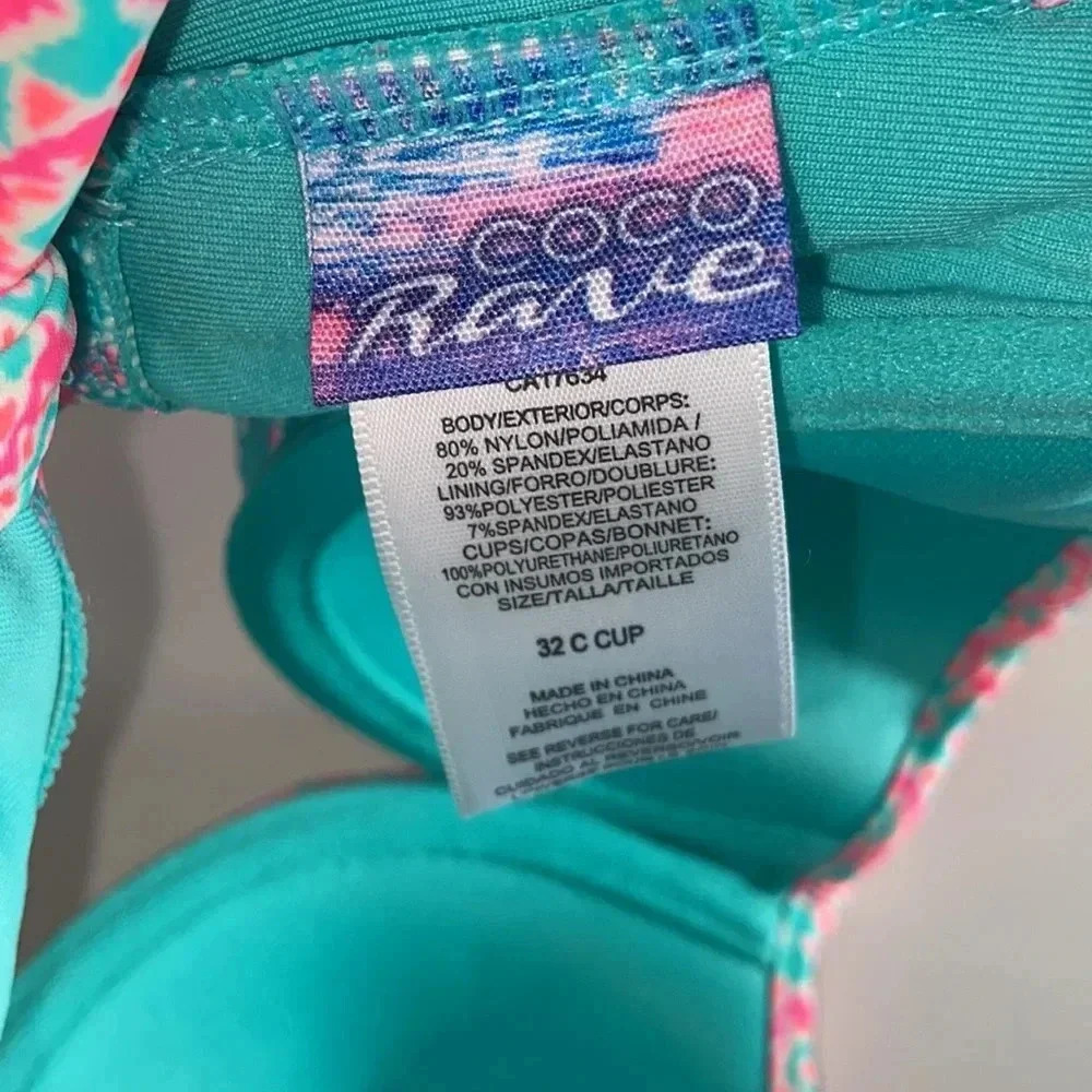 NWT 32C Coco Rave push up removable strap‎ ruched middle bikini top - Picture 4 of 8